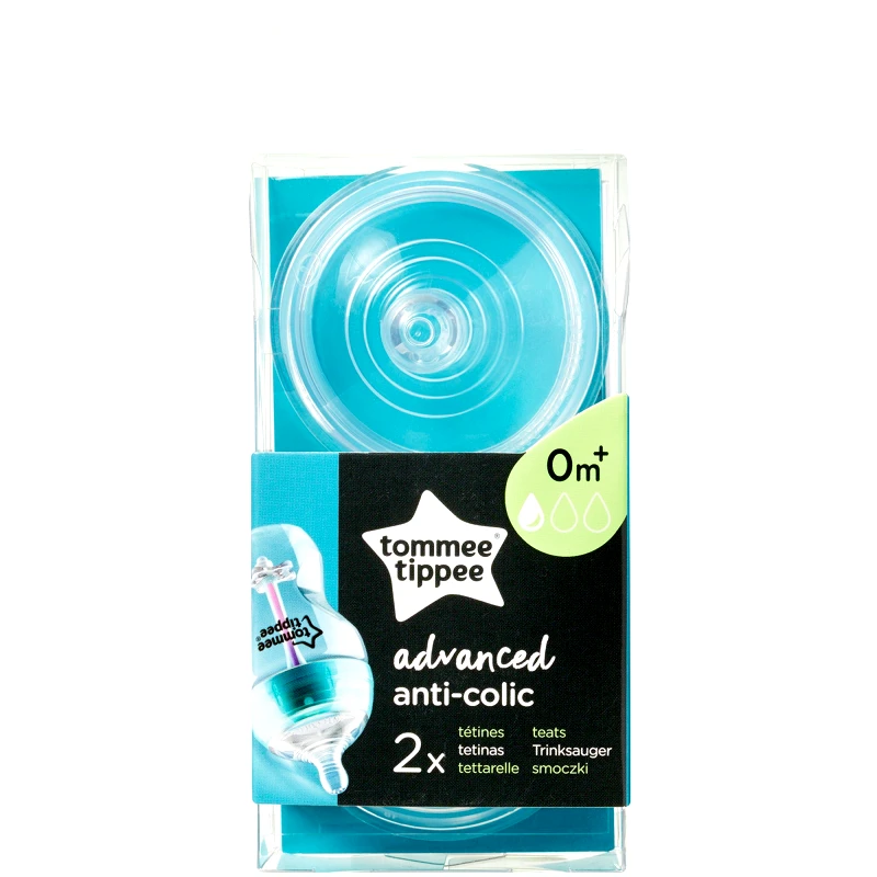 Tommee Tippee Tommee Tippee Advanced Anti-Colic Slow Flow Teats Κωδ 42102651 Θηλές Σιλικόνης Μικρής Ροής Κατά των Κολικών για Νεογέννητα 0m+, 2 Τεμάχια