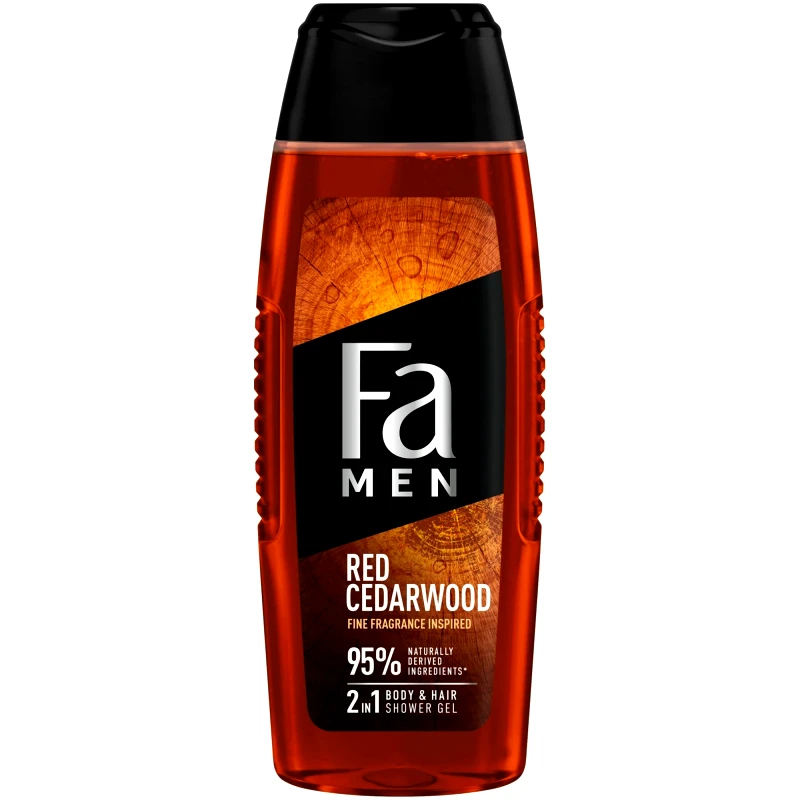 FA Fa Men Red Cedarwood 2 in 1 Shower Gel for Body & Hair Ανδρικό Αναζωογονητικό Αφρόλουτρο για Σώμα & Μαλλιά με Άρωμα Κόκκινου Κέδρου 400ml