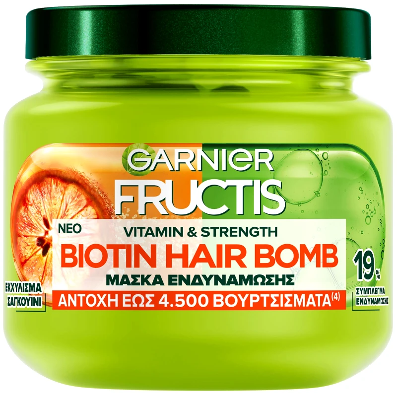 Garnier Garnier Fructis Biotin Hair Bomb Mask Μάσκα Ενδυνάμωσης Μαλλιών 320ml