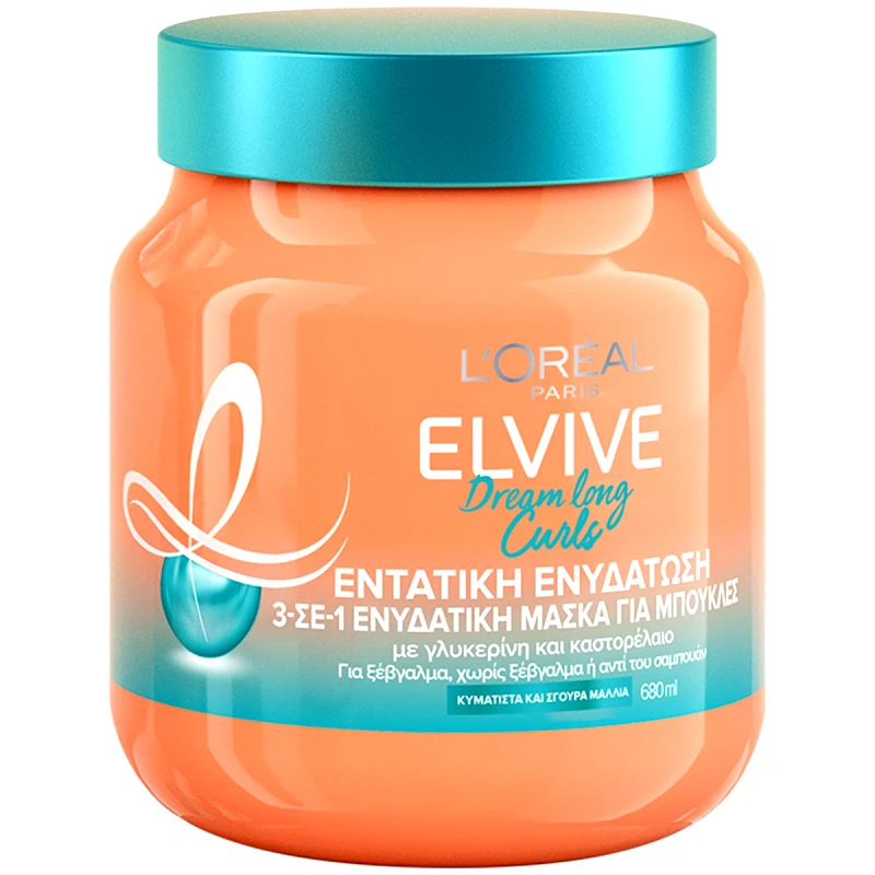 Loreal Paris L'Oreal Paris Elvive Dream Long Curls 3 in 1 Moisturizing Mask Μάσκα 3 σε 1 Εντατικής Ενυδάτωσης για Σγουρά Μαλλιά 680ml