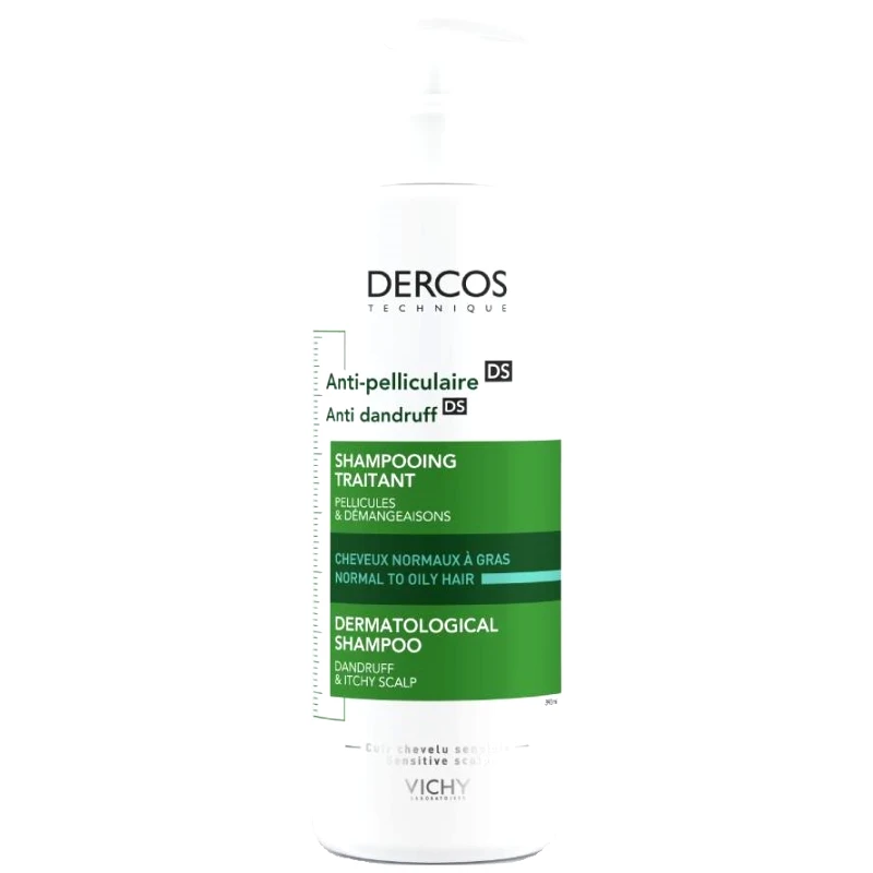 Vichy Vichy Dercos Anti-Dandruff Dermatological Shampoo for Normal to Oily Hair Σαμπουάν Κατά της Ξηροδερμίας για την Καταπολέμηση της Λιπαρής Πιτυρίδας & της Φαγούρας του Τριχωτού με Αντλία 390ml