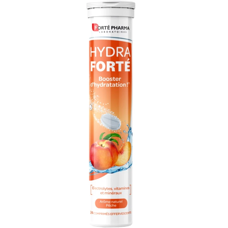 FORTE PHARMA Forte Pharma Hydra Forte Peach Συμπλήρωμα Διατροφής Ηλεκτρολυτών, Βιταμινών & Μετάλλων για Ενυδάτωση σε Καθημερινή Βάση με Γεύση Ροδάκινο 24 Effer.tabs