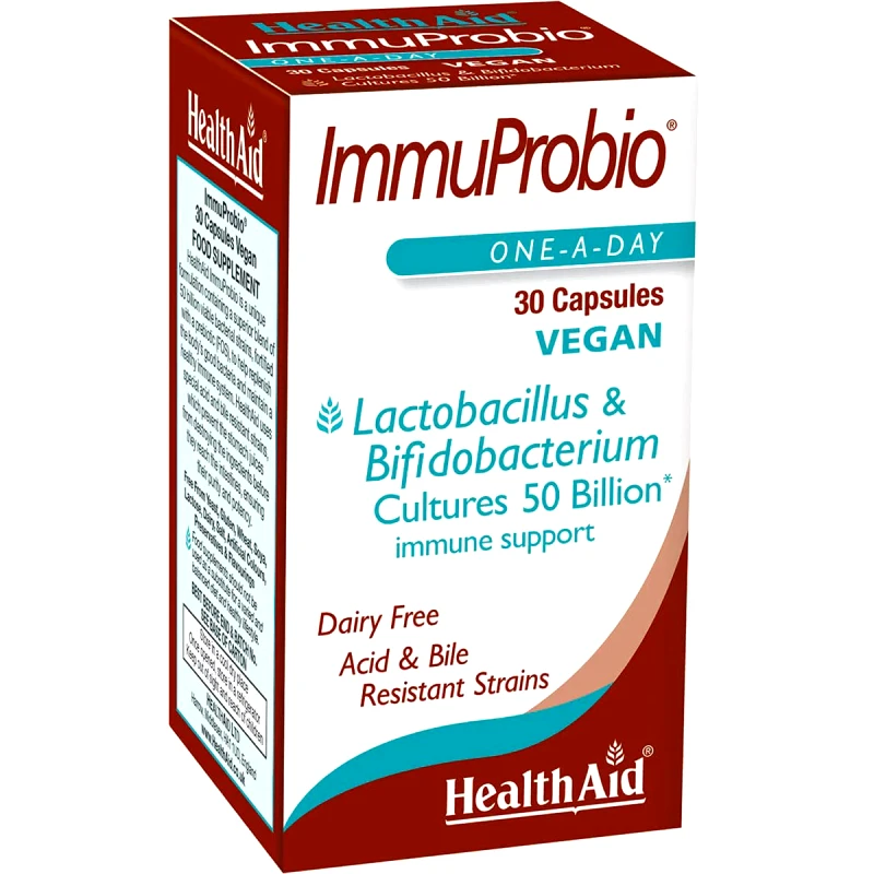Health Aid Health Aid ImmuProbio Συμπλήρωμα Διατροφής Μείγματος Προβιοτικών & Πρεβιοτικών για την Ισορροπία του Εντερικού Μικροβιώματος, Αντιμετώπιση Εντερικών Διαταραχών, Ενίσχυση της Πέψης & του Ανοσοποιητικού 30caps