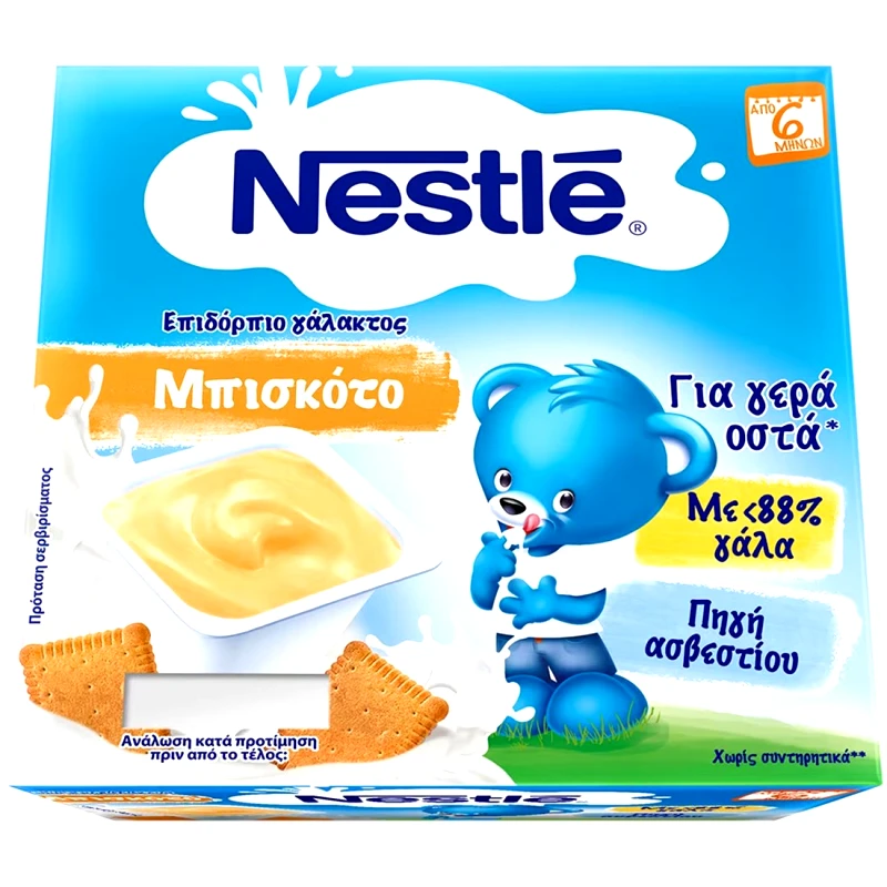 Nestle Nestle Milk Dessert Biscuit 6m+ Επιδόρπιο Γάλακτος με Γεύση Μπισκότο 4x100g