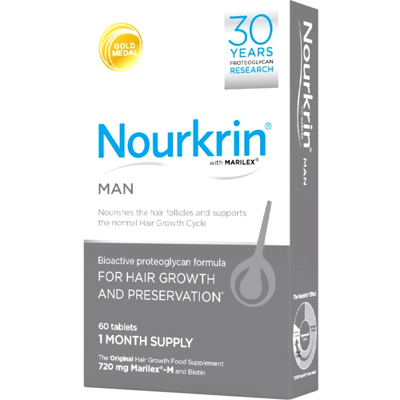 A.VOGEL Nourkrin Man for Hair Growth & Preservation Συμπλήρωμα Διατροφής Εκχυλίσματος Βοτάνων Μουρουνέλαιου & Βιοτίνης για την Πρόληψη & Καθυστέρηση της Τριχόπτωσης στους Άνδρες 60tabs