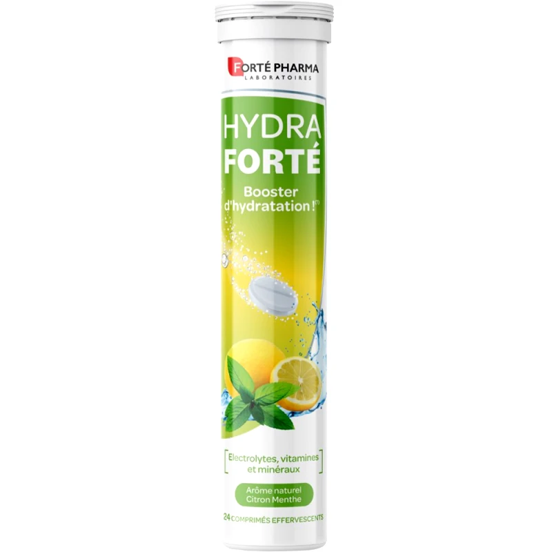 FORTE PHARMA Forte Pharma Hydra Forte Lemon Mint Συμπλήρωμα Διατροφής Ηλεκτρολυτών, Βιταμινών & Μετάλλων για Ενυδάτωση σε Καθημερινή Βάση με Γεύση Μέντα - Λεμόνι 24 Effer.tabs
