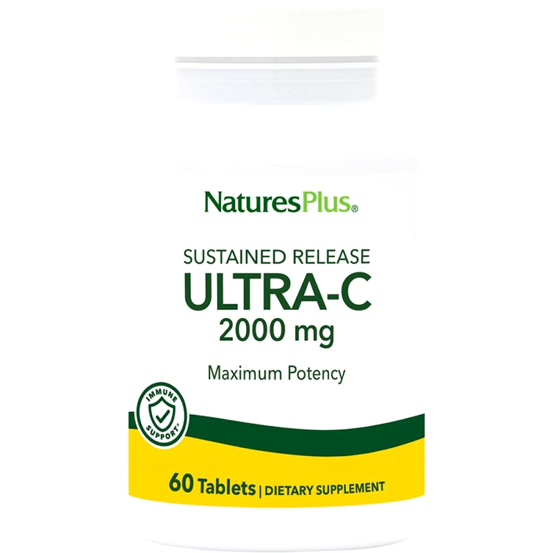 Natures Plus Natures Plus Ultra-C 2000mg Συμπλήρωμα Διατροφής Βιταμίνης C με Εκχύλισμα Καρπών Αγριοτριανταφυλλιάς Παρατεταμένης Αποδέσμευσης για Φυσιολογική Λειτουργία του Ανοσοποιητικού Συστήματος με Αντιοξειδωτική Δράση 60tabs