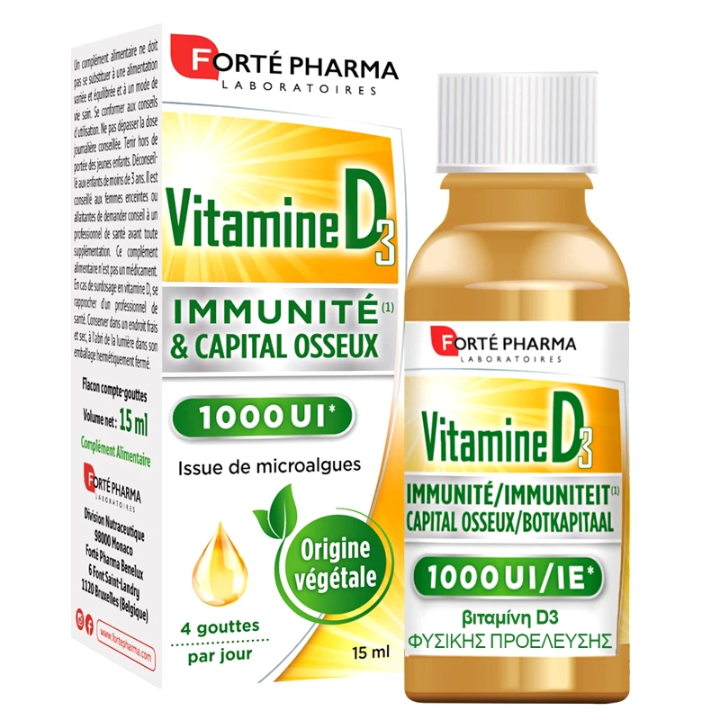 FORTE PHARMA Forte Pharma Vitamin D3 1000IU Συμπλήρωμα Διατροφής σε Υγρή Μορφή με Βιταμίνη D3 για την Υποστήριξη της Φυσικής Άμυνας του Οργανισμού 15ml