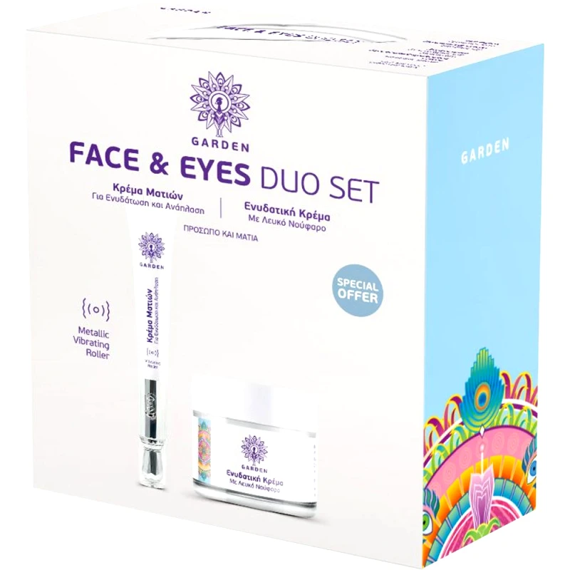 Garden Garden Promo Eye Repair Hydrating Cream with Metallic Vibrating Roller 20ml & White Water Lilly Extract Moisturizing Cream 50ml