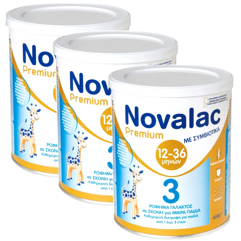Novalac Σετ Novalac Premium Νο 3 Γάλα με Συμβιοτικά Για Ηλικίες 12-36 Μηνών 3x400gr