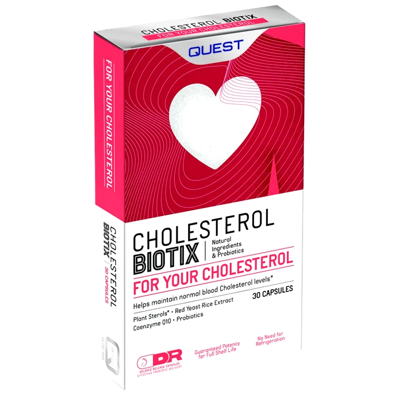 Quest Vitabiotics Cholesterol Biotix Συμπλήρωμα Διατροφής Φυτικών Στερολών, Προβιοτικών, Μαγιάς Κόκκινου Ρυζιού & Συνενζύμου Q10 για τον Έλεγχο της Χοληστερόλης στο Αίμα 30caps