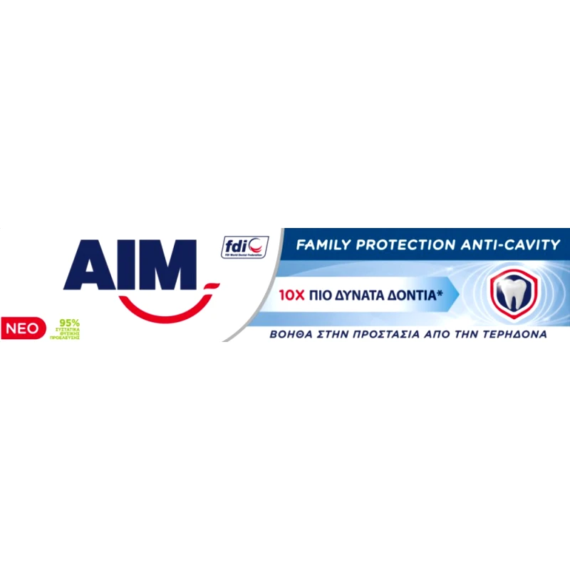 AIM Aim Family Protection Anti-cavity Toothpaste 1450ppm Φθοριούχος Οδοντόκρεμα για την Ενδυνάμωση του Σμάλτου 75ml