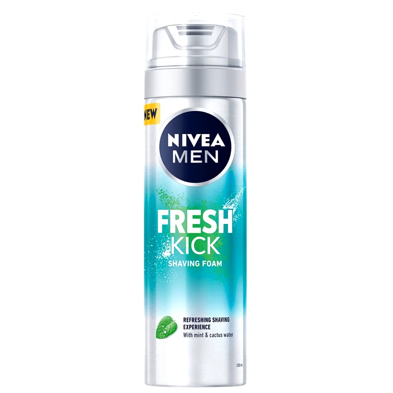 Nivea Nivea Men Fresh Kick Shaving Foam Αναζωογονητικός Αφρός Ξυρίσματος με Εκχύλισμα Μέντας 200ml