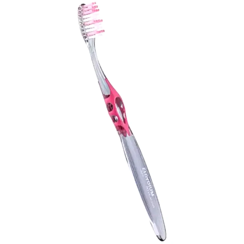 Pierre Fabre Oral Care Elgydium Inter-Active Classic Souple Soft Μαλακή Χειροκίνητη Οδοντόβουρτσα για Αφαίρεση της Οδοντικής Πλάκας 1 Τεμάχιο - Ροζ