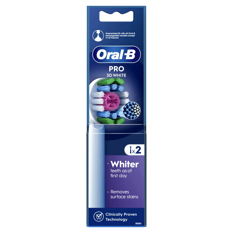 Oral-B Oral-B Pro 3D White Electric Toothbrush Heads Ανταλλακτικές Κεφαλές Ηλεκτρικής Οδοντόβουρτσας 2 Τεμάχια