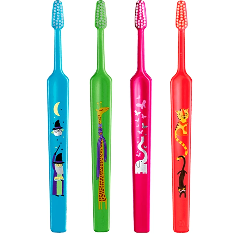 Tepe TePe Kids Extra Soft Toothbrush 0-3 Years Οδοντόβουρτσα με Μικρή Κωνική Κεφαλή & Πολύ Μαλακές Ίνες Κατάλληλη για τα Πρώτα Δόντια 4 Τεμάχια - Multicolor 4