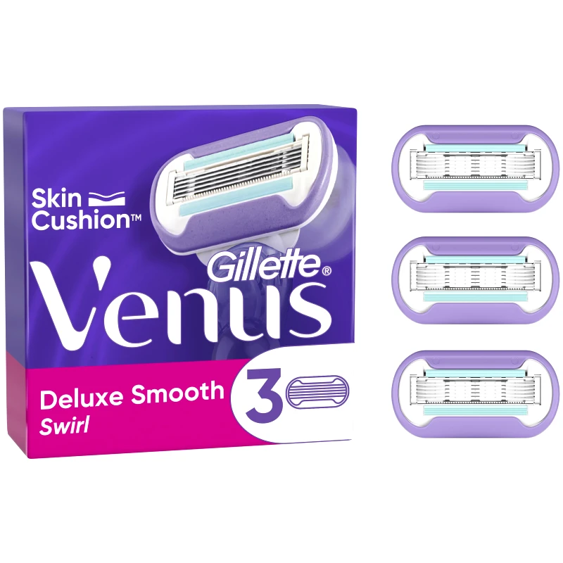 Gillette Gillette Venus Deluxe Smooth Swirl Ανταλλακτικές Κεφαλές Ξυρίσματος με 5 Λεπίδες που Διαρκούν Έως 30 Ημέρες, 3 Τεμάχια