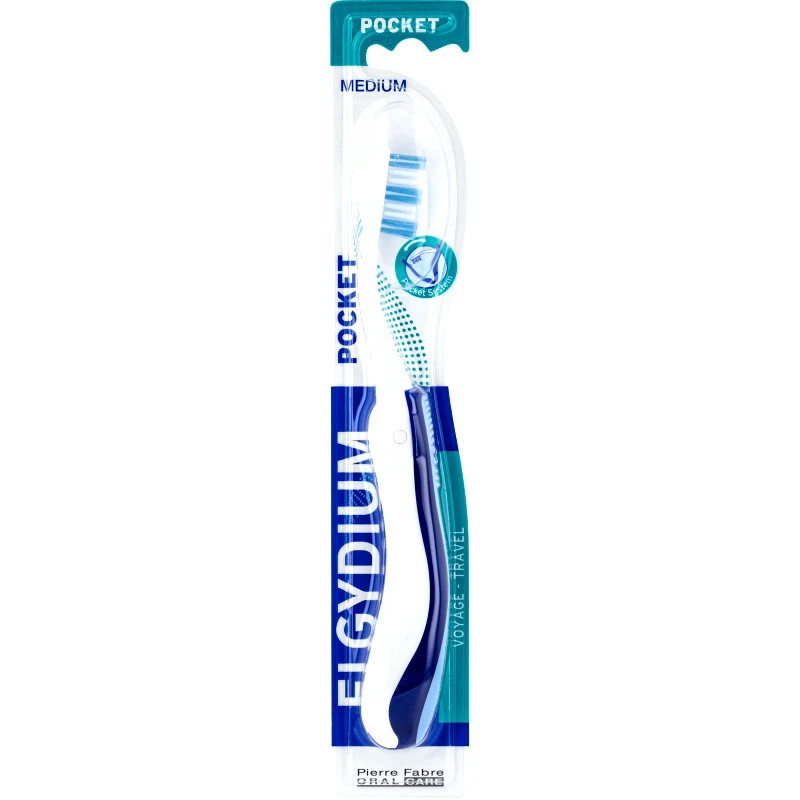 Pierre Fabre Oral Care Elgydium Pocket Medium Travel Toothbrush Μέτρια Αναδιπλούμενη Οδοντόβουρτσα Ταξιδιού 1 Τεμάχιο - Μπλε