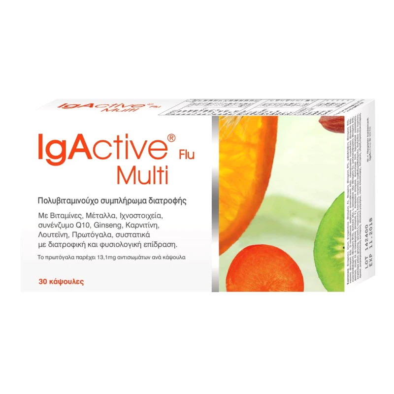 IgActive IgActive Flu Multi Πολυβιταμινούχο Συμπλήρωμα Διατροφής για την Ενίσχυση του Ανοσοποιητικού 30tabs