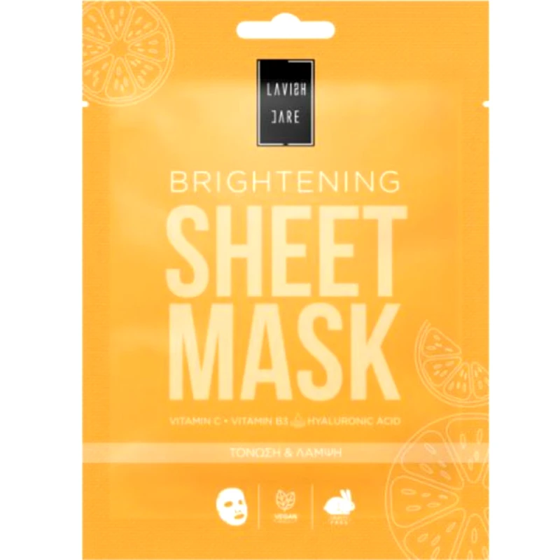 Lavish Care Lavish Care Brightening Glow Me Face Sheet Mask Μάσκα Λάμψης & Ενυδάτωσης Προσώπου με Βιταμίνη C 25g