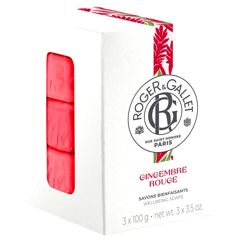 Roger & Gallet Roger & Gallet Πακέτο Προσφοράς Gingembre Rouge Perfumed Soap Bars Γυναικείο Αναζωογονητικό Φυτικό Σαπούνι Σώματος με Άρωμα Τζίντζερ 3x100g