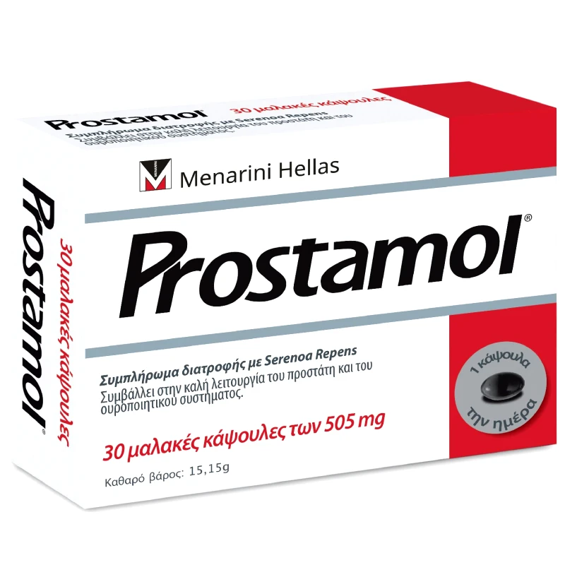 Menarini Menarini Prostamol Συμπλήρωμα Διατροφής για τη Λειτουργία του Προστάτη & του Ουροποιητικού Συστήματος 30caps