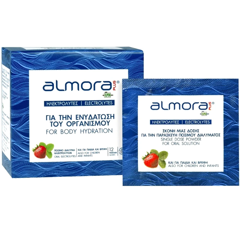 Almora Plus Almora Plus Συμπλήρωμα Διατροφής Ηλεκτρολυτών για την Ενυδάτωση του Οργανισμού με Γεύση Φράουλα 12 Sachets