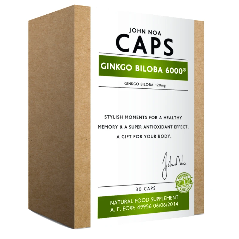 John Noa's Worts John Noa Caps Ginkgo Biloba 6000 Προσφέρει Πολλά Οφέλη Στον Ανθρώπινο Οργανισμό 30 κάψουλες