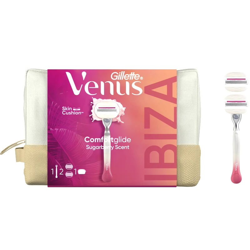 Gillette Gillette Promo Venus Comfortglide Sugarberry Scent Razor Γυναικεία Ξυριστική Μηχανή με 2 Ανταλλακτικές Κεφαλές με Άρωμα Μούρων 1 Τεμάχιο & Replacement Razors 2 Τεμάχια & Νεσεσέρ 1 Τεμάχιο