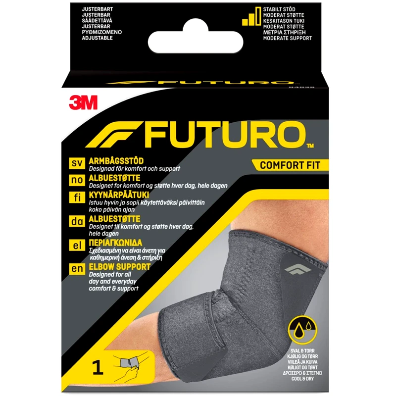 FUTURO 3M Futuro Comfort Fit Ρυθμιζόμενη Περιαγκωνίδα για Καθημερινή Άνεση & Στήριξη Γκρι One Size 1 Τεμάχιο, Κωδ 04038