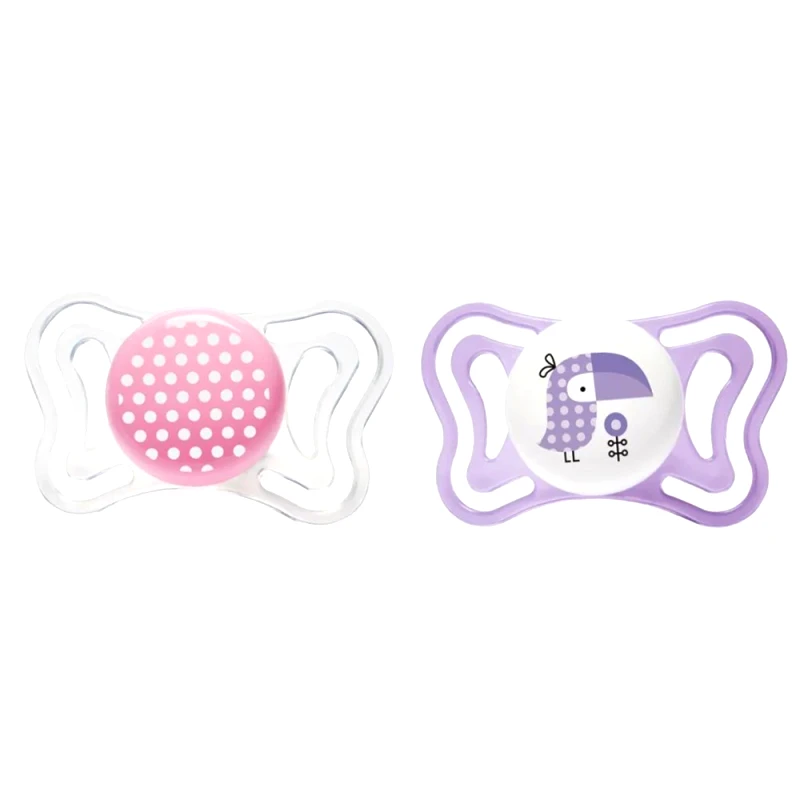 Chicco Chicco Silicone Soother Physio Forma Light 2-6m Ελαφριά Πιπίλα Σιλικόνης από 2 Έως 6 Μηνών 2 Τεμάχια - Διάφανο/ Μωβ