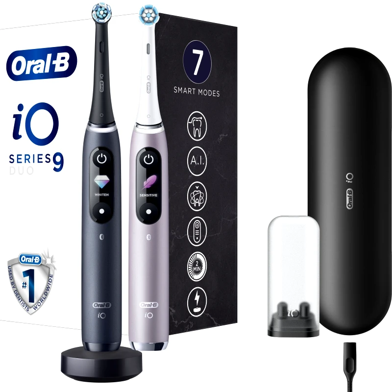 Oral-B Oral-B iO Series 9 Duo Electric Toothbrush Black Onyx 1 Τεμάχιο & Rose 1 Τεμάχιο