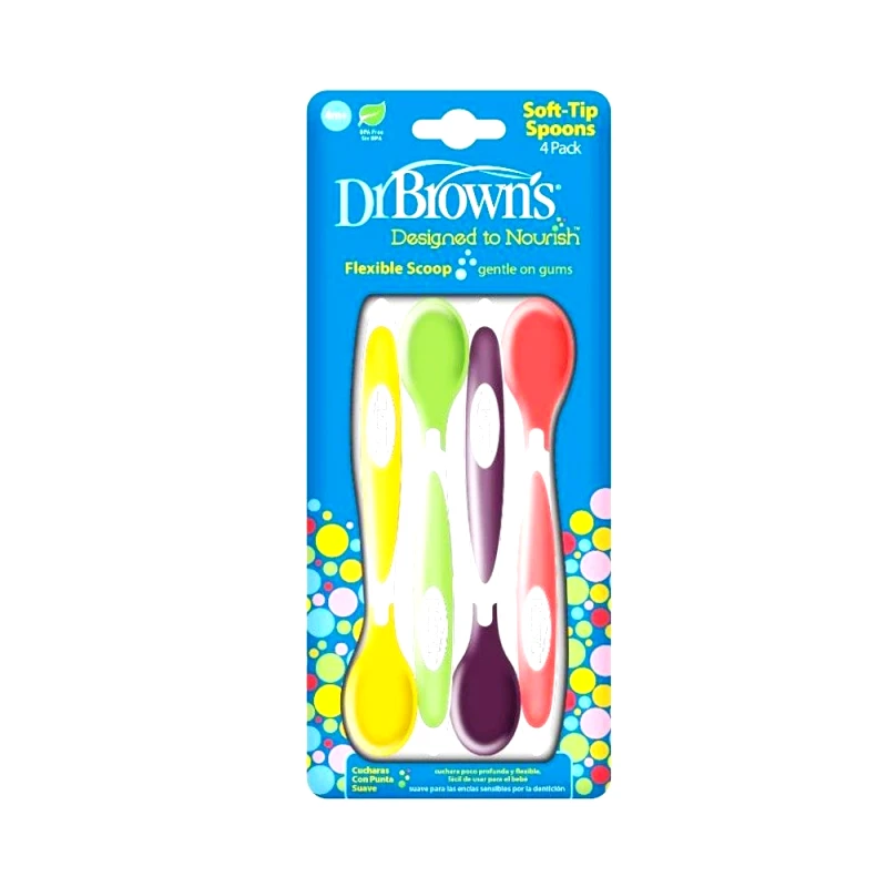 Dr.Brown Dr Brown’s Soft - Tip Spoons Flexible Scoop Designed to Nourish Μαλακά Κουταλάκια Ταίσματος 4m+ 4τμχ
