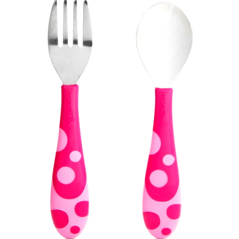 Munchkin Munchkin Toddler Fork & Spoon Set 12m+ Εκπαιδευτικό Σετ Πιρούνι - Κουτάλι 1 Τεμάχιο - Ροζ