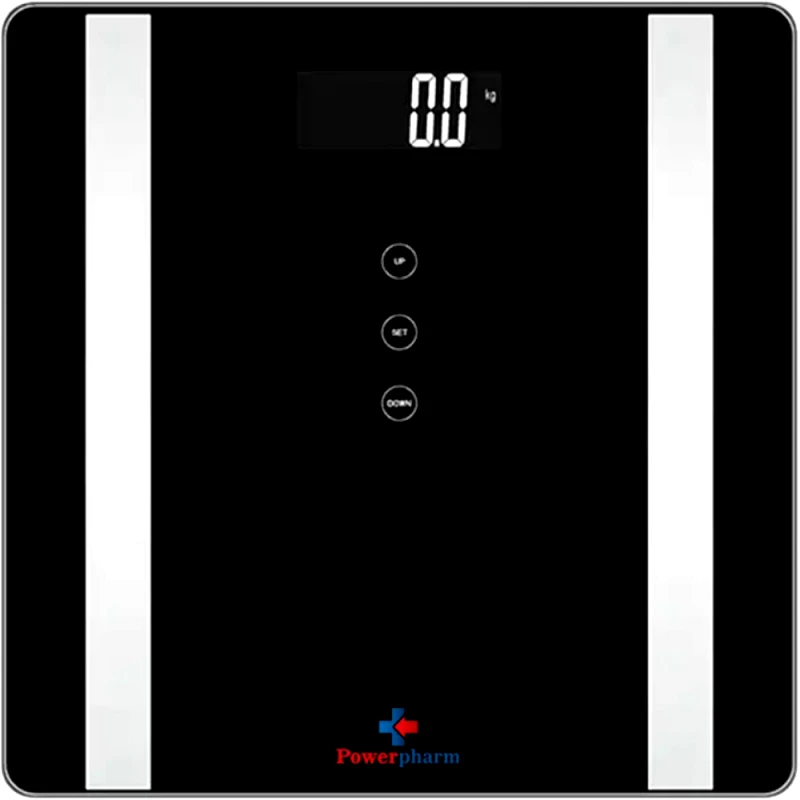 Powerpharm Powerpharm Electronic Fat Measuring Scale Black Ψηφιακή Ζυγαριά Λιπομέτρησης σε Μαύρο Χρώμα 1 Τεμάχιο
