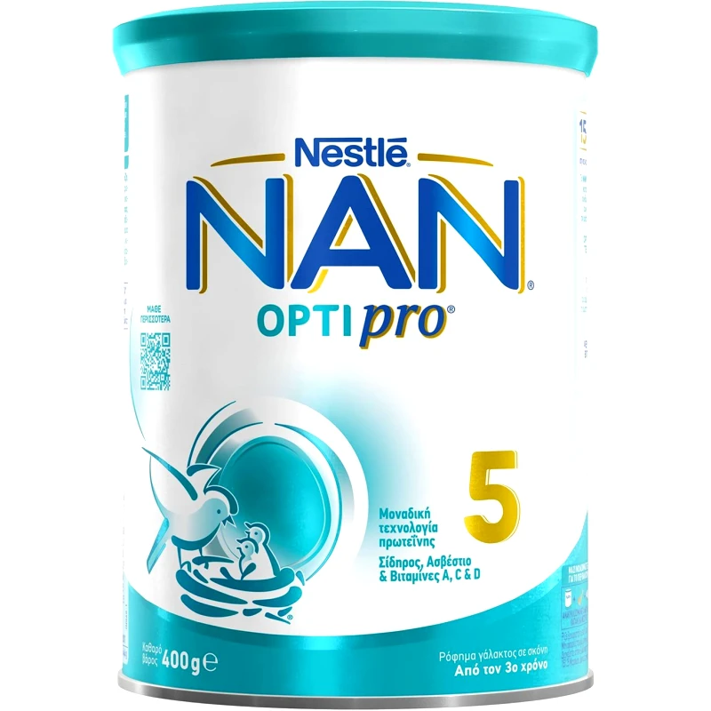 Nestle Nestle NAN Optipro 5 Ρόφημα Γάλακτος σε Σκόνη Εμπλουτισμένο με Βιταμίνες & Μέταλλα, Κατάλληλο Από τον 3ο Χρόνο 400gr