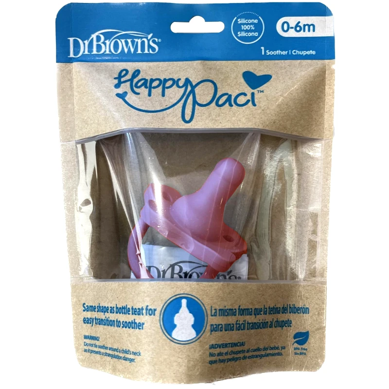 Dr.Brown Dr. Brown's Happy Paci Πρωτοποριακή Πιπίλα Όλο Σιλικόνη για την Περίοδο της Οδοντοφυΐας 0m+ Μηνών PS11007 - Ροζ