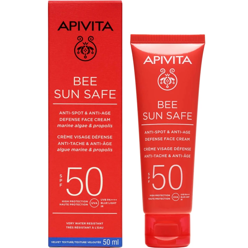 Apivita Apivita Bee Sun Safe Anti-Spot & Anti-Age Defence Face Cream Spf50 Αντηλιακή Κρέμα Προσώπου Κατά των Πανάδων & των Ρυτίδων, Υψηλής Προστασίας 50ml