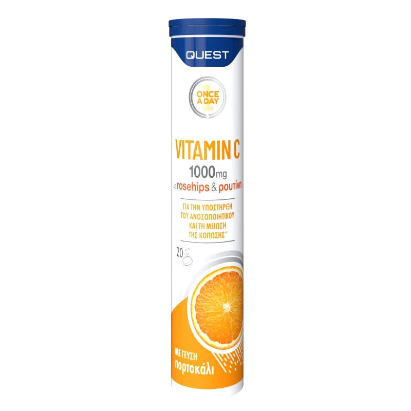 Quest Quest Vitamin C 1000mg Συμπλήρωμα Διατροφής με Βιταμίνη C, Ρουτίνη & Rose hip για την Καλή Λειτουργία του Ανοσοποιητικού Συστήματος 20 Effer.tabs