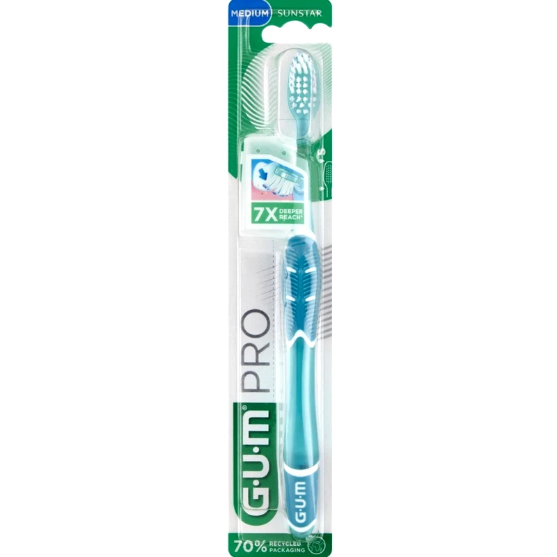 Gum Gum Pro Soft Toothbrush Μεσαίας Σκληρότητας Χειροκίνητη Οδοντόβουρτσα για Βαθύ Καθαρισμό & Αφαίρεση της Πλάκας 1 Τεμάχιο, Κωδ 528 - Γαλάζιο