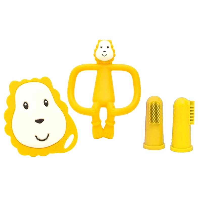 Matchstick Monkey Matchstick Monkey Teething Starter Set Κωδ 241509, 1 Τεμάχιο - Lion,Μασητικό Σετ Σιλικόνης για Περιποίηση Δοντιών με Αντιμικροβιακή Προστασία
