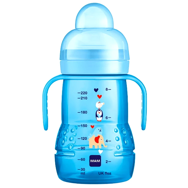 Mam Mam Trainer+ Kit Κωδ 450 4m+ Εκπαιδευτικό Μπιμπερό με Θηλή Σιλικόνης 220ml - Μπλε