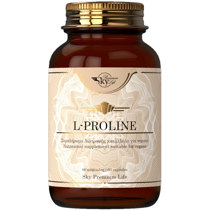Sky Premium Life Sky Premium Life L-Proline 500mg Food Supplement Συμπλήρωμα Διατροφής που Συμβάλλει στην Παραγωγή Κολλαγόνου 60caps