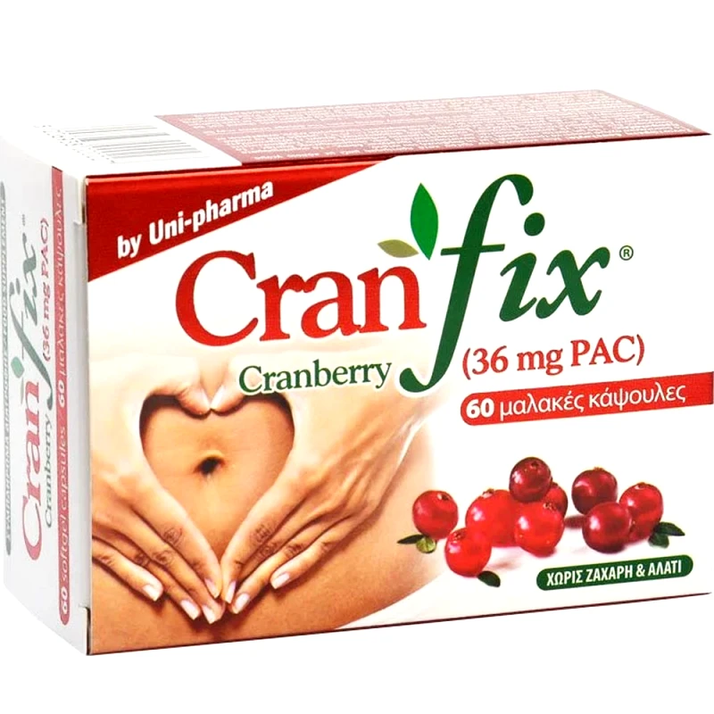 Uni-Pharma Uni-Pharma CranFix Συμπλήρωμα Διατροφής Εκχυλίσματος Κράνμπερι, Βιταμινών & Μετάλλων για την Αντιμετώπιση Λοιμώξεων του Ουροποιητικού & Ενίσχυση του Ανοσοποιητικού 60 Softgels