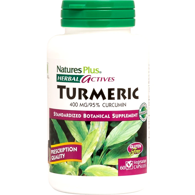 Natures Plus Natures Plus Turmeric 400mg Συμπλήρωμα Διατροφής Εκχυλίσματος Κουρκουμά με Ισχυρή Αναλγητική & Αντιφλεγμονώδη Δράση για Αποτοξίνωση του Ήπατος 60caps