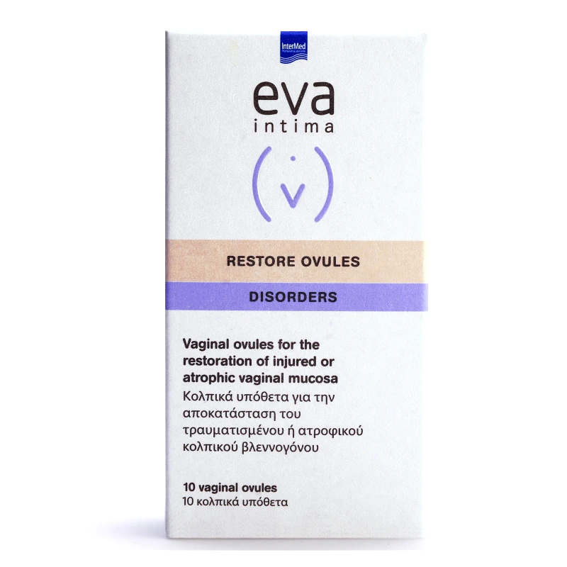 Eva Eva Intima Restore Ovules Disorders Κολπικά Υπόθετα για Αποκατάσταση του Τραυματισμένου, Ατροφικού Κολπικού Βλεννογόνου 10 Ovule