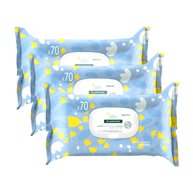 Klorane Klorane Promo Bebe Gentle Cleansing Wipes Απαλά Μωρομάντηλα με Καπάκι με Καταπραϋντική Καλέντουλα 210 Τεμάχια (3x70 Τεμάχια)