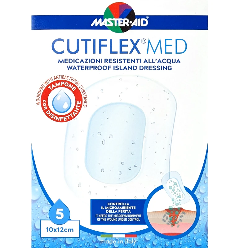 Master Aid Master Aid Cutiflex Med Waterproof Island Dressing 10x12cm Αδιάβροχα Μετεγχειρητικά Επιθέματα 5 Τεμάχια