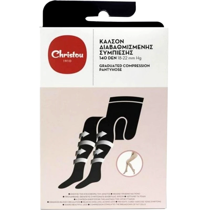 Christou 1910 Christou CH-021 140 Den 18-22mm Hg Beige Καλσόν Διαβαθμισμένης Συμπίεσης σε Μπεζ Χρώμα, 1 Τεμάχιο - Small