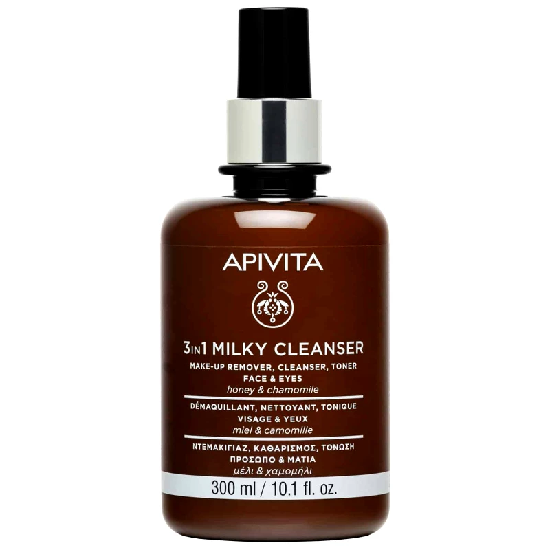 Apivita Apivita 3in1 Milky Cleanser With Honey & Chamomile Ντεμακιγιάζ, Καθαρισμός & Τόνωση για Πρόσωπο & Μάτια με Μέλι & Χαμομήλι 300ml